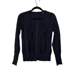 Christopher Fischer Women"s Black Knit Rib Cuff & Hem Sweater Cardigan Size S